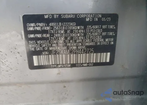 2023 Subaru Forester Wilderness from USA, damaged, VIN JF2SKAMC2PH442725